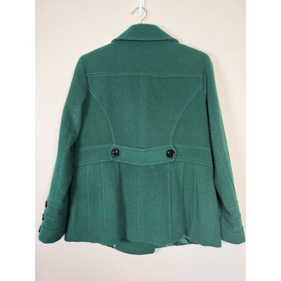 St Johns Bay SJB Wool Blend Green Peacoat Coat Women’s Medium Preppy Outdoor - Picture 4 of 7